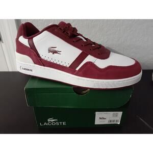 Lacoste Men's T-Clip 223 3 SMA White/Burgundy Sneaker 8.5 M